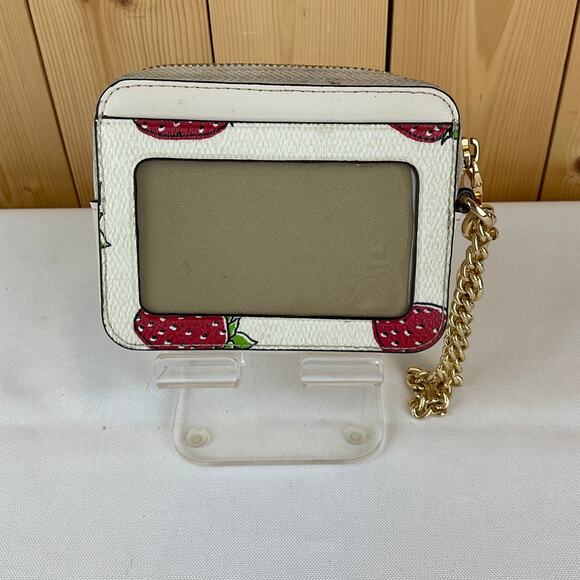 Coach Women's Zip Around Wallet/Coin Purse, Cream - about 4 x 3 x 1 inches - Picture 2 of 6